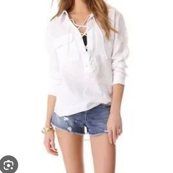 Equipment Femme Womens White Cotton Collar Tunic Top Size XS - Picture 1 of 7